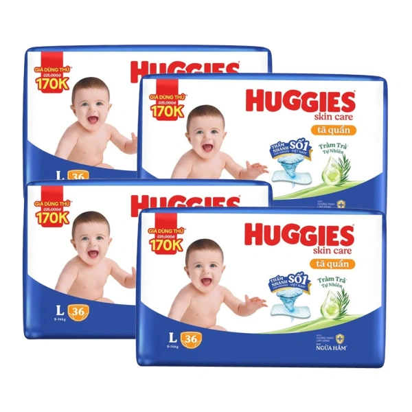 Combo 4 tã quần Huggies Skincare Jumbo size L