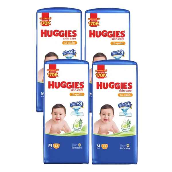Combo 4 tã quần Huggies Skincare Jumbo size M