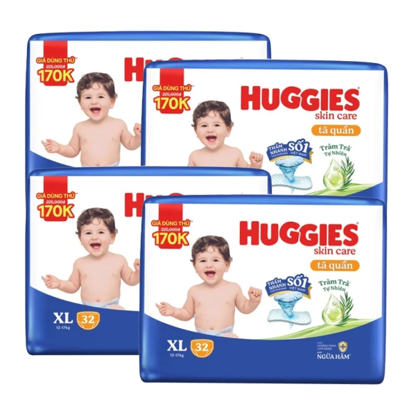 Combo 4 tã quần Huggies Skincare Jumbo size XL