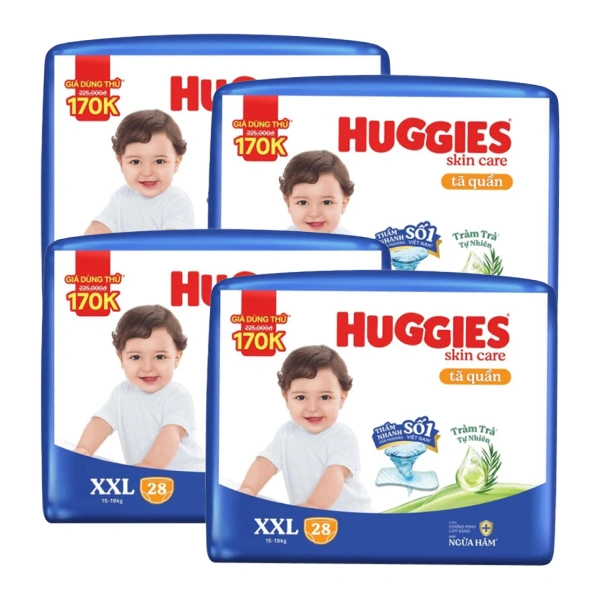 Combo 4 tã quần Huggies Skincare Jumbo size XXL