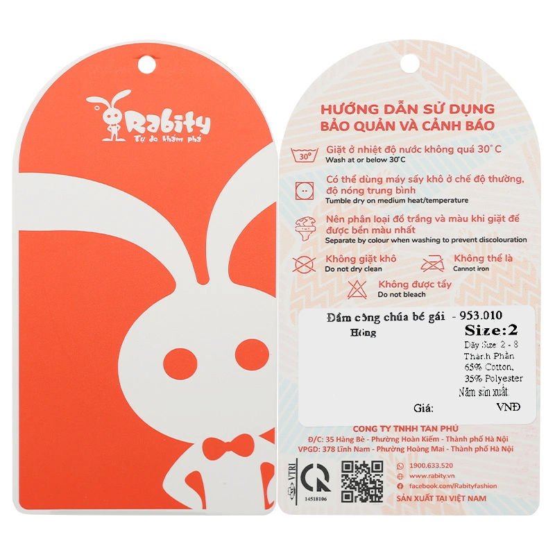 Đầm voan bé gái Rabity 953.010 màu trắng 20