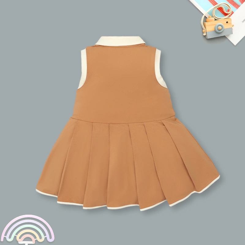 Đầm bé gái xếp ly Lullaby NH558N màu nâu 2