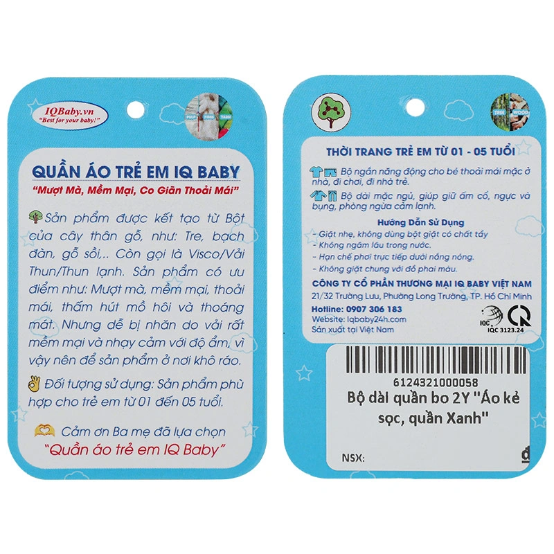 Bộ tay dài bé trai IQ Baby kẻ sọc màu xanh 12