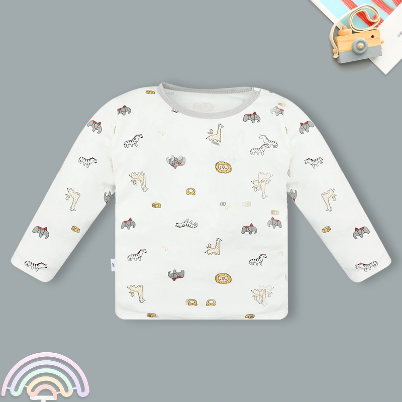 Bộ tay dài bé trai IQ Baby in thú màu xám 2