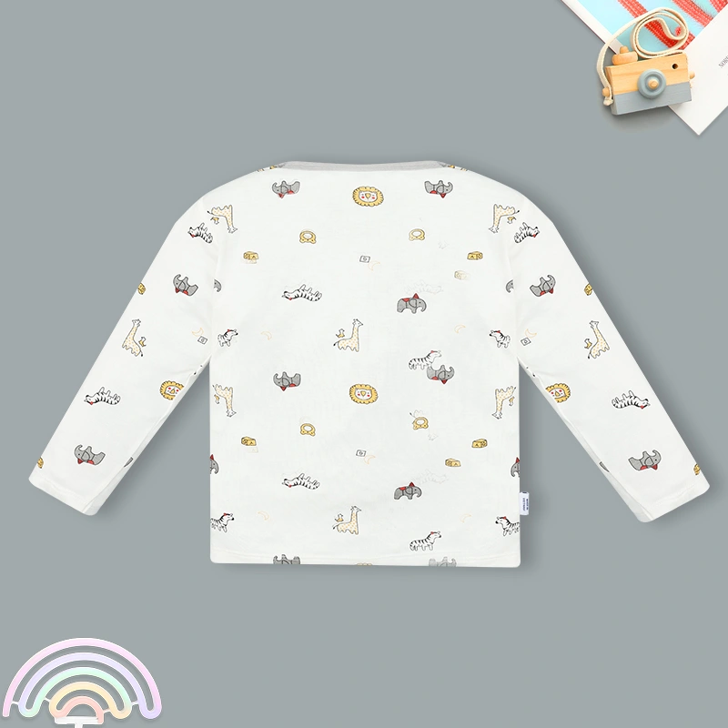 Bộ tay dài bé trai IQ Baby in thú màu xám 3