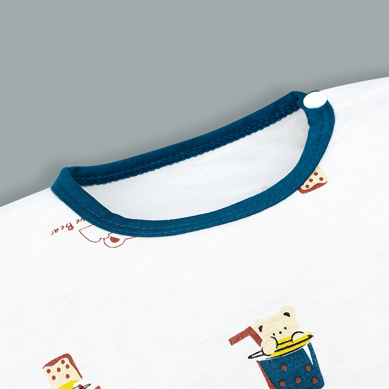 Bộ tay ngắn bé trai IQ Baby in gấu màu xanh 4