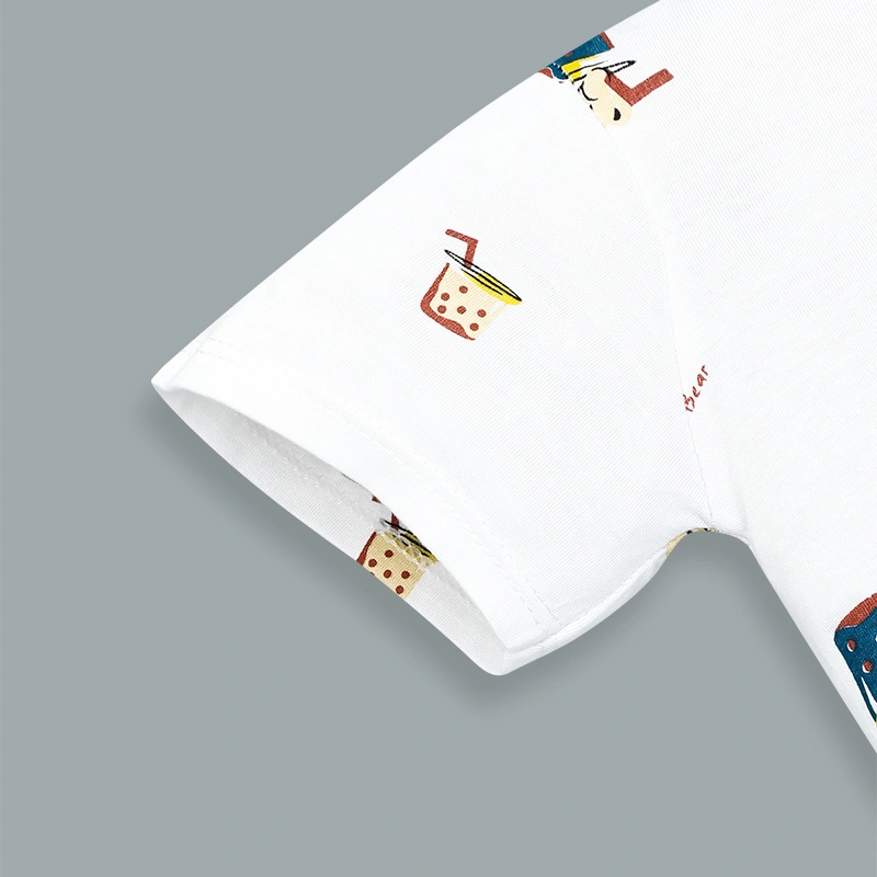 Bộ tay ngắn bé trai IQ Baby in gấu màu xanh 5