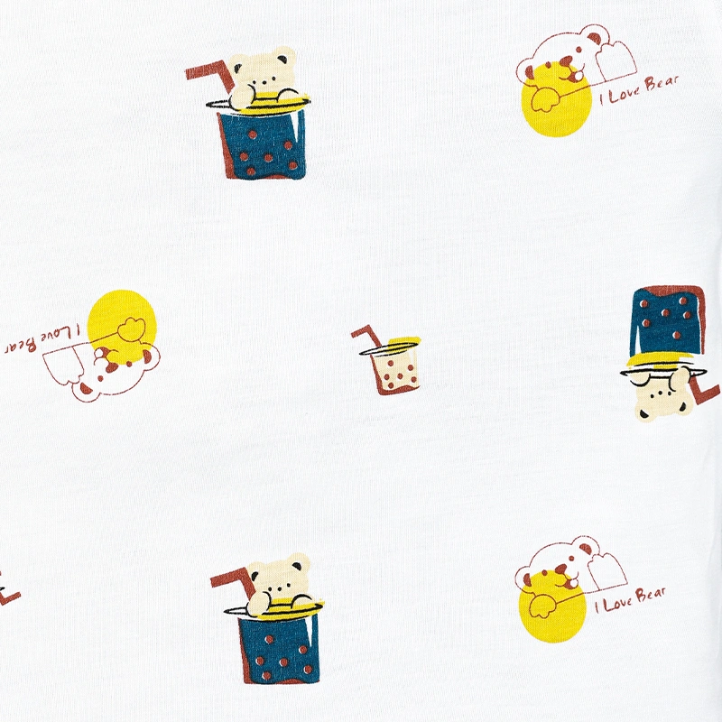 Bộ tay ngắn bé trai IQ Baby in gấu màu xanh 7