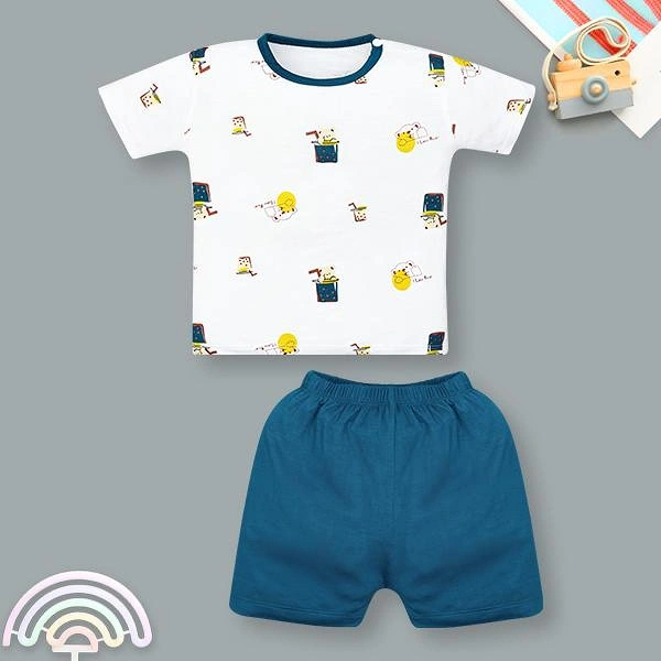 Bộ bé trai IQ Baby visco xanh