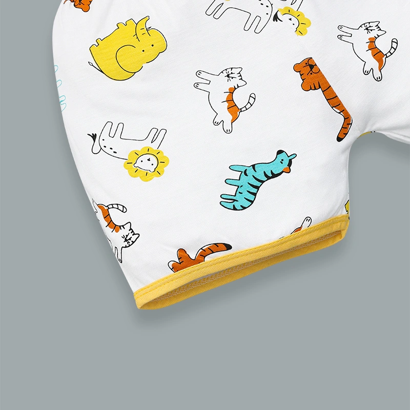 Bộ tay ngắn bé trai IQ Baby in thú màu vàng 8