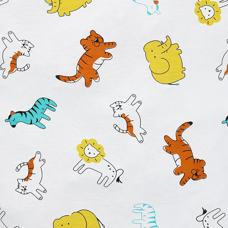 Bộ tay ngắn bé trai IQ Baby in thú màu vàng 9