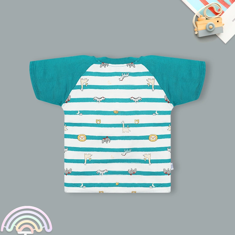 Bộ tay ngắn bé trai IQ Baby kẻ sọc màu xanh 3