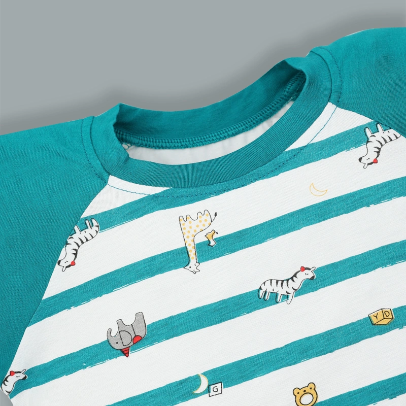 Bộ tay ngắn bé trai IQ Baby kẻ sọc màu xanh 4