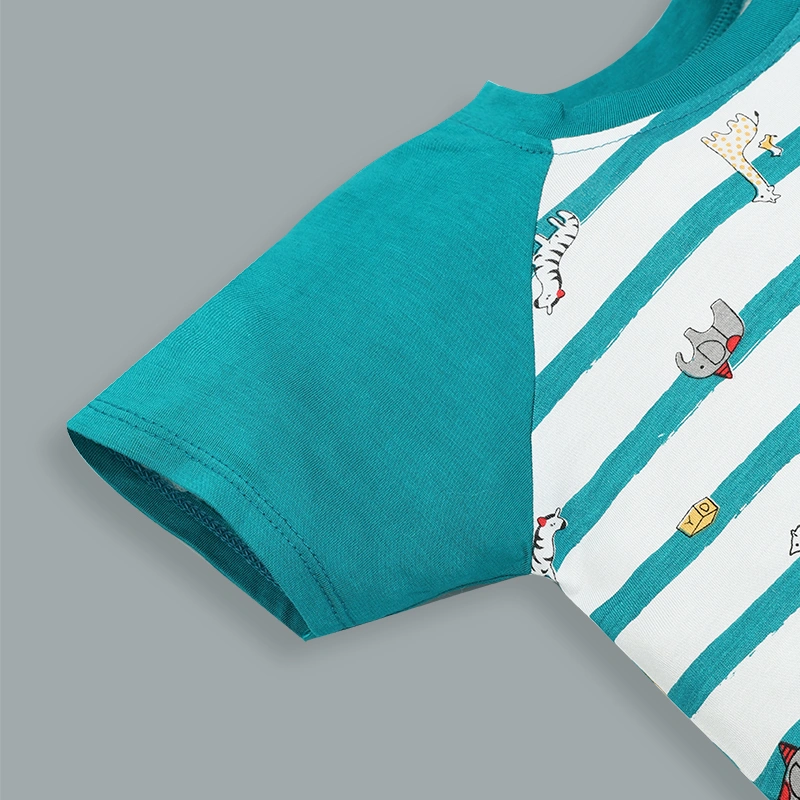 Bộ tay ngắn bé trai IQ Baby kẻ sọc màu xanh 5