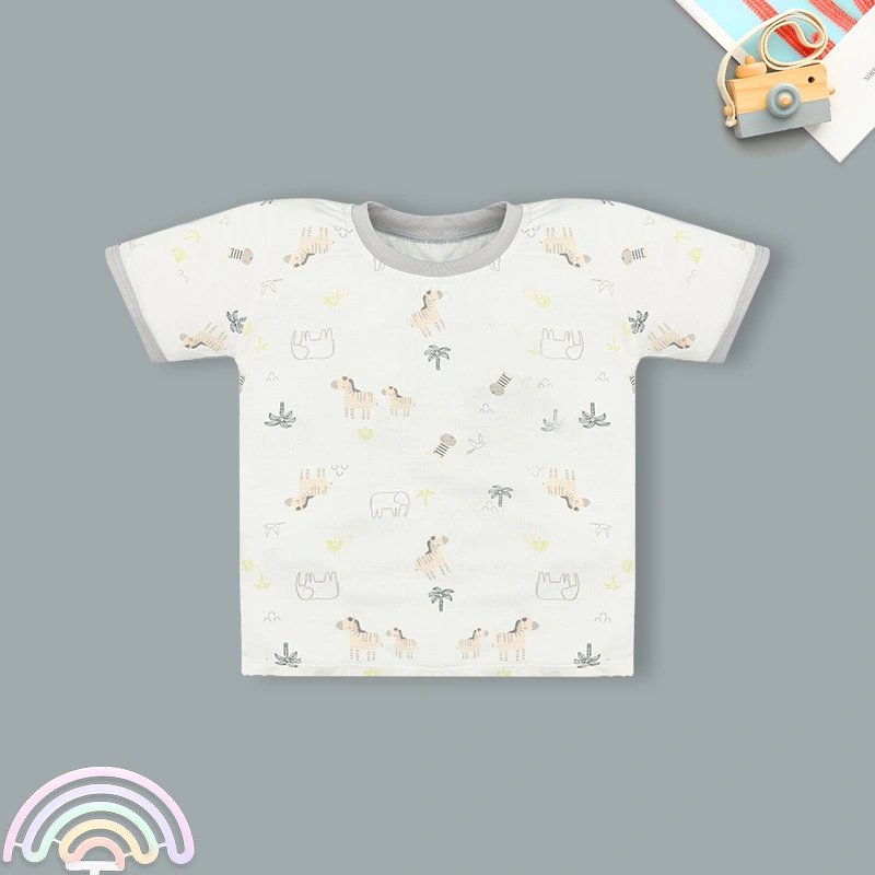 Bộ tay ngắn bé trai IQ Baby in cây dừa màu xám 2