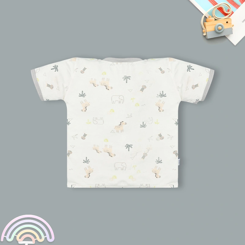 Bộ tay ngắn bé trai IQ Baby in cây dừa màu xám 3