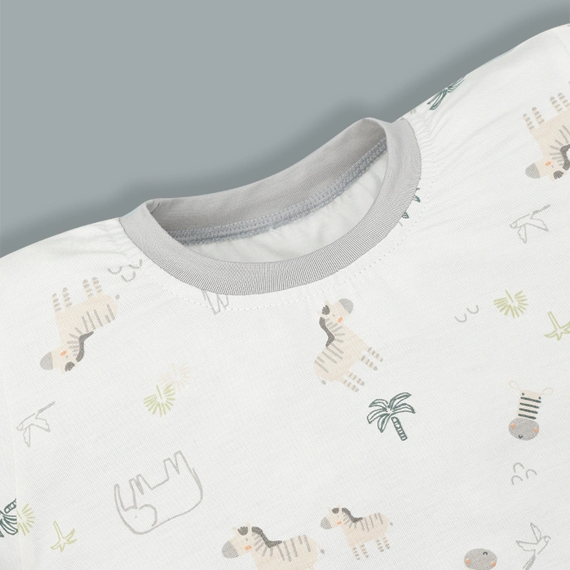 Bộ tay ngắn bé trai IQ Baby in cây dừa màu xám 4