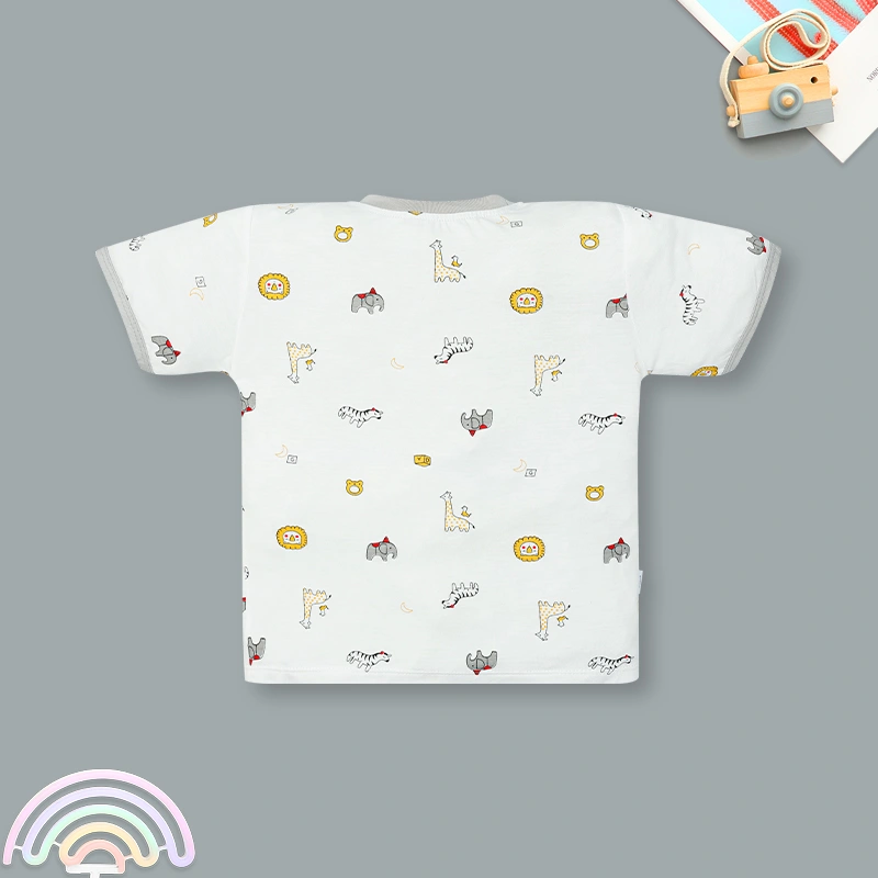 Bộ tay ngắn bé trai IQ Baby in thú màu xám 3