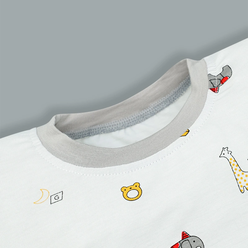 Bộ tay ngắn bé trai IQ Baby in thú màu xám 4