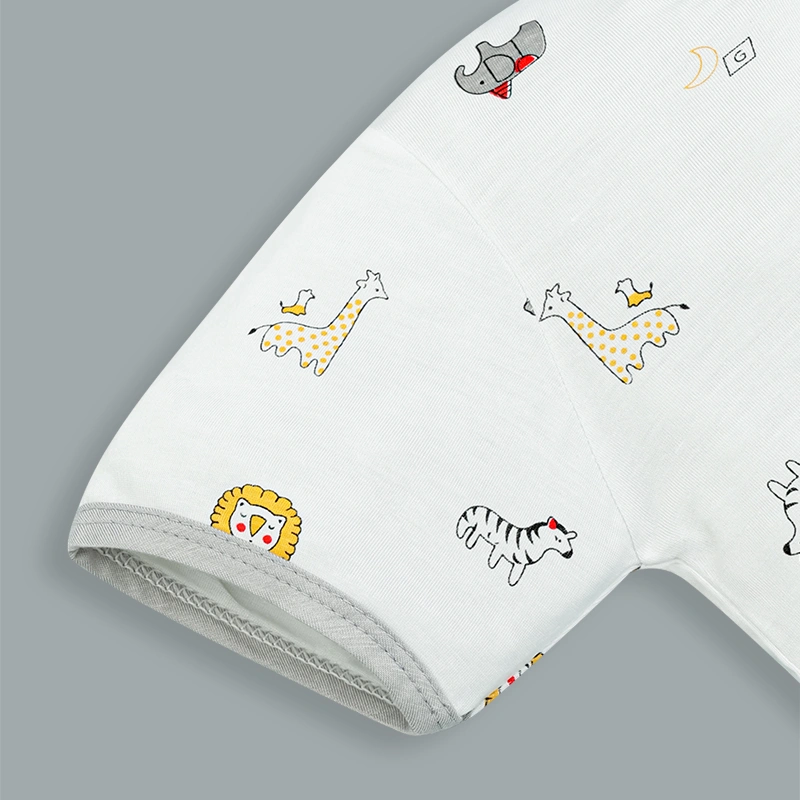 Bộ tay ngắn bé trai IQ Baby in thú màu xám 5