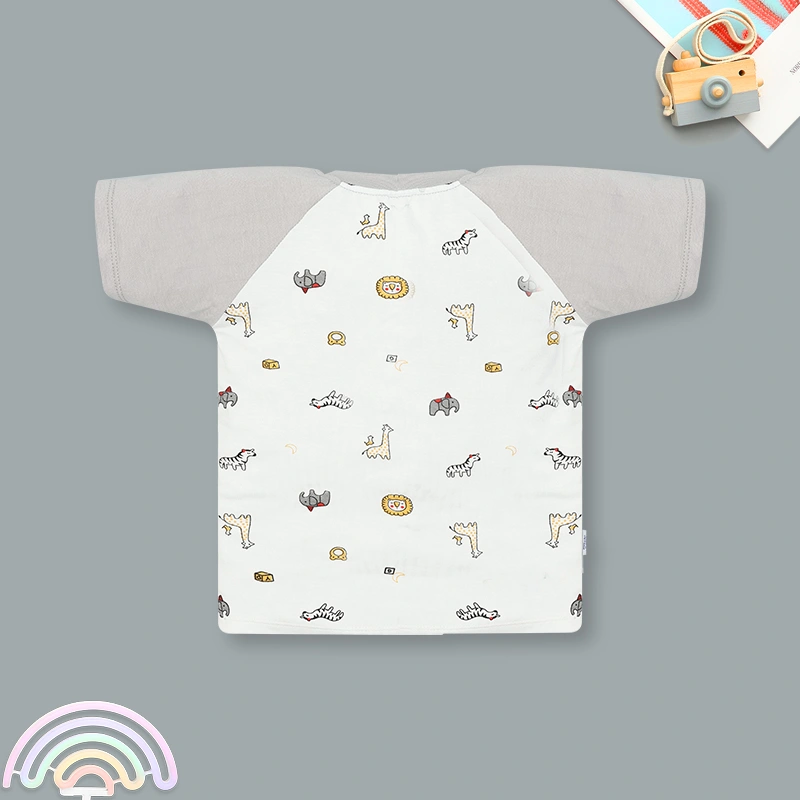 Bộ tay ngắn bé trai IQ Baby raplan in thú màu xám 3