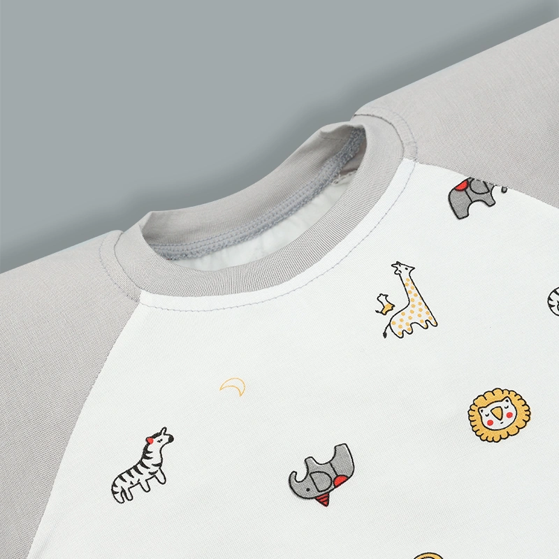 Bộ tay ngắn bé trai IQ Baby raplan in thú màu xám 4