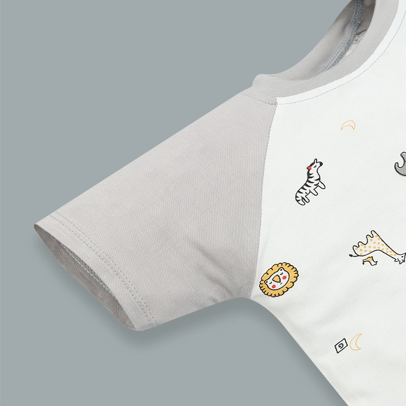 Bộ tay ngắn bé trai IQ Baby raplan in thú màu xám 5