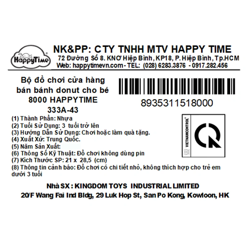Đồ chơi cửa hàng bán bánh donut HappyTime 8000 (333A-43) 11