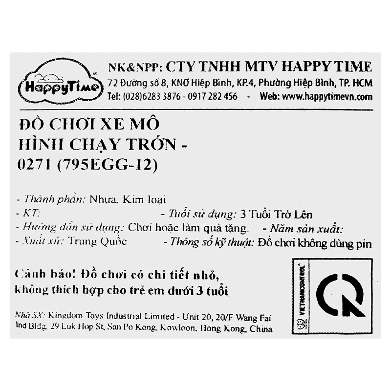 Đồ chơi mô hình xe chạy trớn mini HappyTime 0271 (795EGG-12) 12