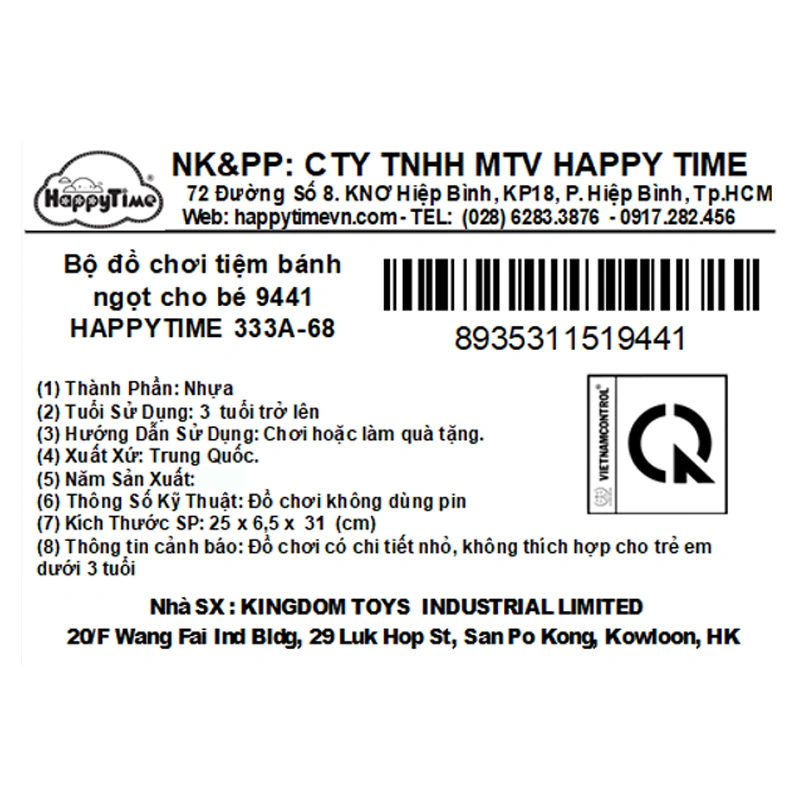 Đồ chơi tiệm bánh ngọt ngào HappyTime 9441 (333A-68) 10