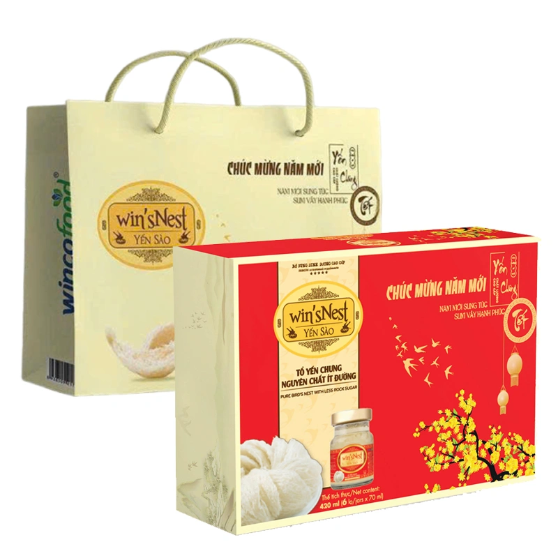 Hộp 6 hũ nước yến sào ít đường Win'sNest 70 ml (từ 1 tuổi) - Hộp Xuân 2