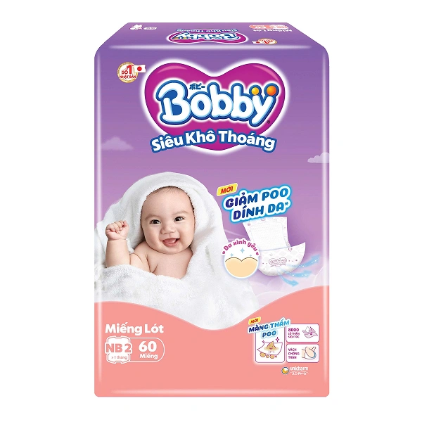 Miếng lót Bobby size NB2 60 miếng (Từ 1 tháng) - Giao bao bì ngẫu nhiên 1
