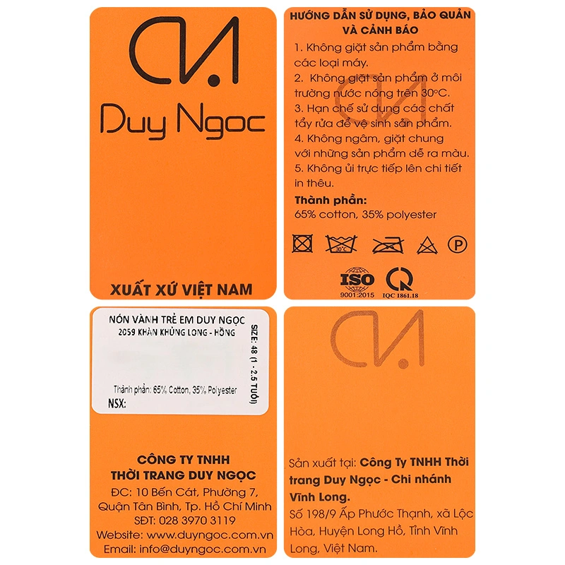 Nón vành cho bé Duy Ngọc 2059 khăn khủng long màu hồng 8