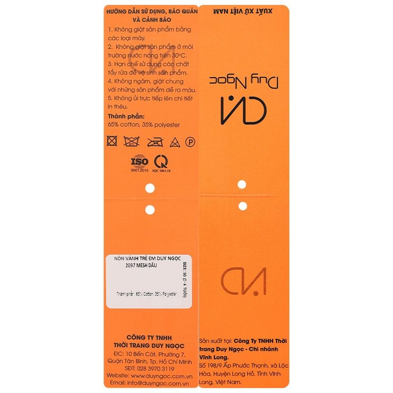Nón vành cho bé Duy Ngọc 2097 Mesh dâu màu cam 8
