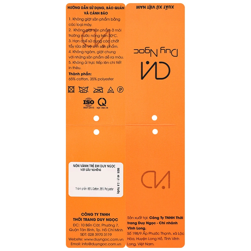 Nón vành cho bé Duy Ngọc mặt gấu nghiêng màu vàng 19