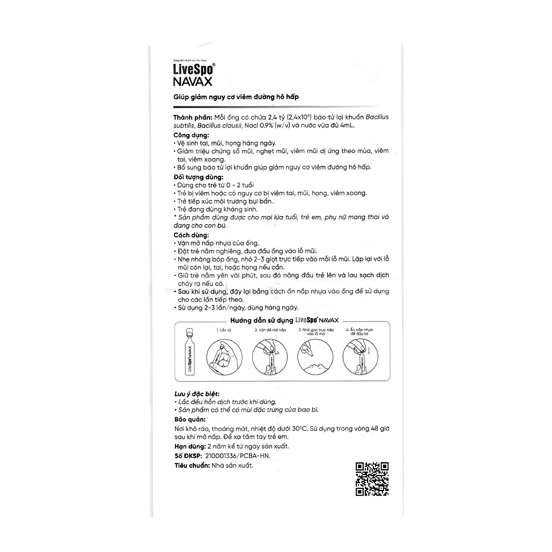 Nước muối sinh lý vệ sinh tai mũi họng Livespo Navax 4 ml (Hộp 10 ống) 8