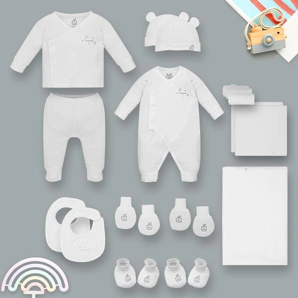 Set unisex La Pomme bamboo trắng