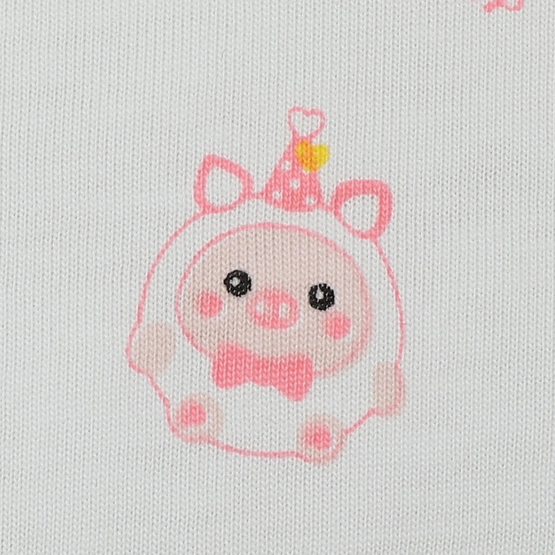 Set nón, bao tay bao chân in heo hồng IQ Baby màu trắng (0 -3 tháng) 10