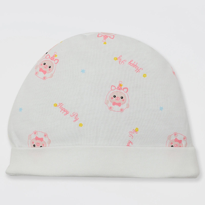 Set nón, bao tay bao chân in heo hồng IQ Baby màu trắng (0 -3 tháng) 2