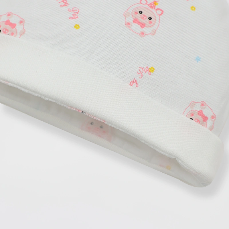 Set nón, bao tay bao chân in heo hồng IQ Baby màu trắng (0 -3 tháng) 3