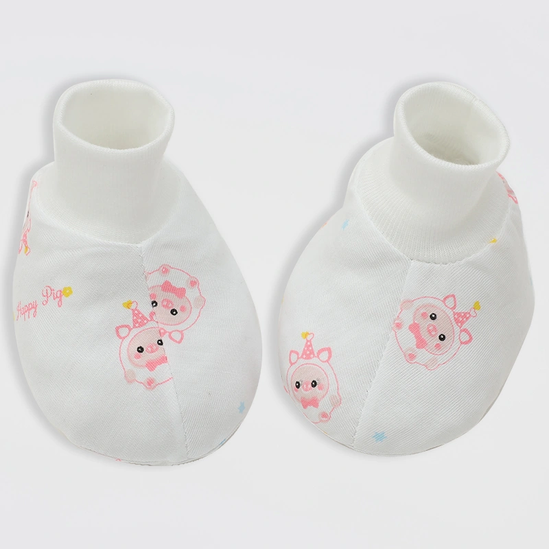 Set nón, bao tay bao chân in heo hồng IQ Baby màu trắng (0 -3 tháng) 6