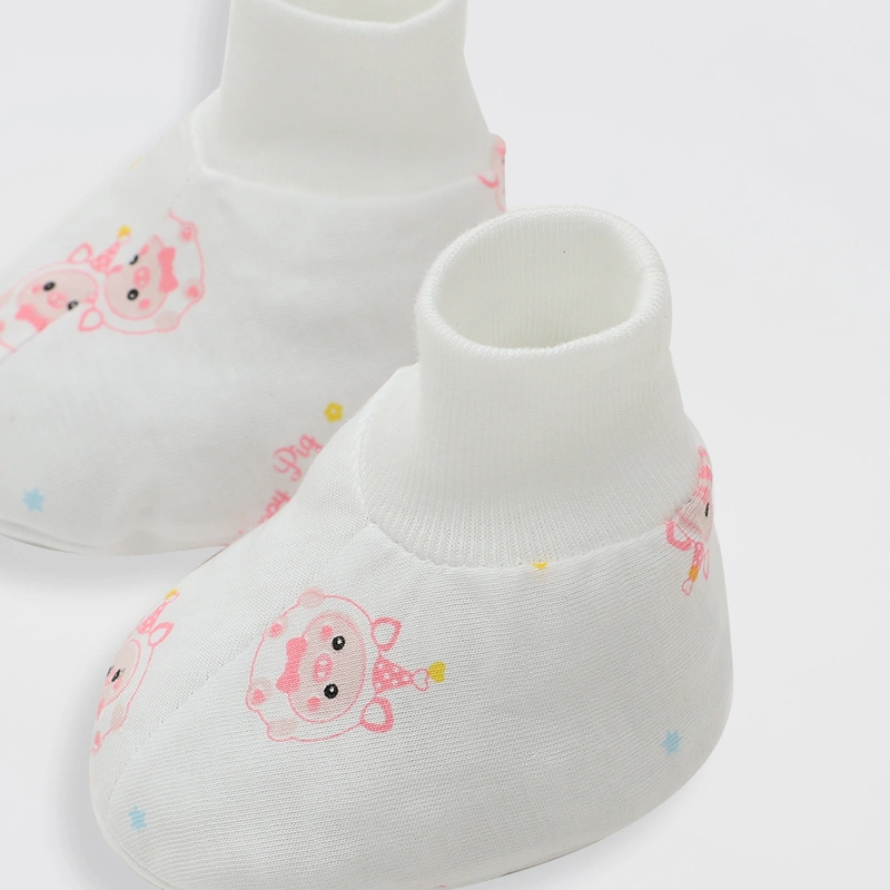 Set nón, bao tay bao chân in heo hồng IQ Baby màu trắng (0 -3 tháng) 8