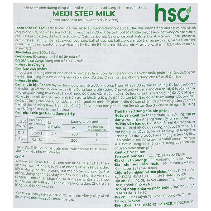 Sữa bột nội địa Nhật Meiji Step Milk không muỗng 800g (1 - 3 tuổi) - Giao bao bì ngẫu nhiên 7