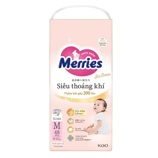 Tã dán Merries First Premium size M
