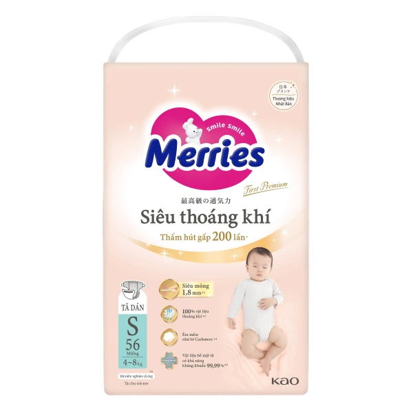 Tã dán Merries First Premium size S