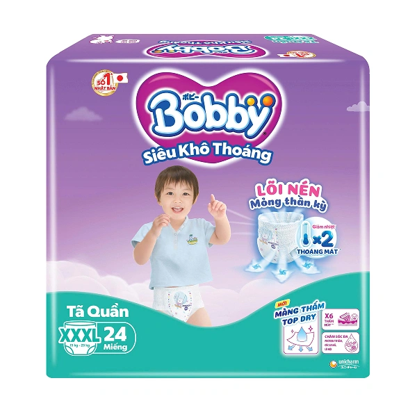 Tã quần Bobby size XXXL 24 miếng (20 - 35 kg) - Giao bao bì ngẫu nhiên 1
