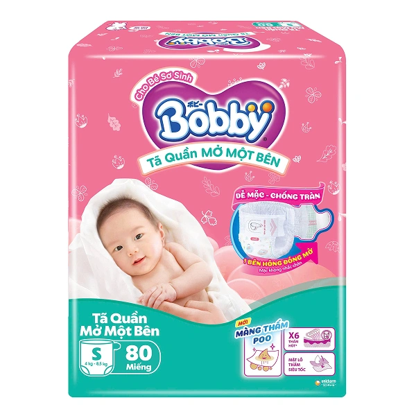 Tã quần mở một bên Bobby size S 80 miếng (4 - 8.5 kg) - Giao bao bì ngẫu nhiên 1