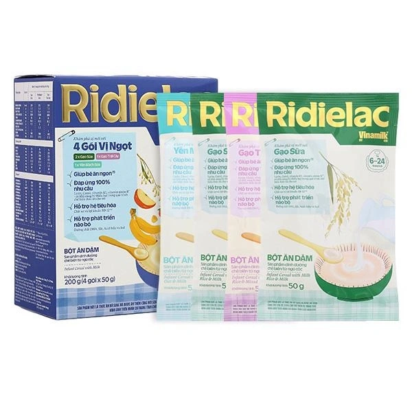 Bột ăn dặm Vinamilk Ridielac Gold gạo sữa, gạo trái cây và yến mạch sữa - Giao bao bì ngẫu nhiên