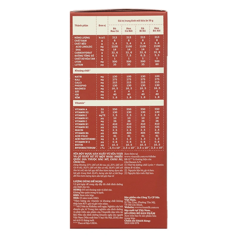 Bột ăn dặm Vinamilk Ridielac Gold cá hồi, bông cải xanh hộp 200g (7 - 24 tháng) 66