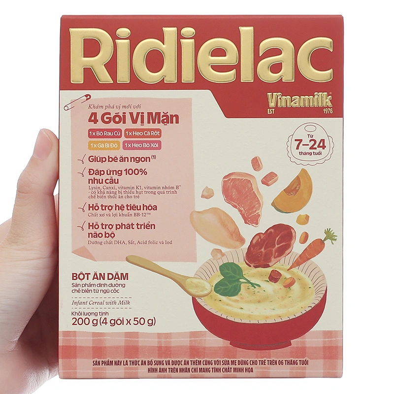 Bột ăn dặm Vinamilk Ridielac Gold cá hồi, bông cải xanh hộp 200g (7 - 24 tháng) 68